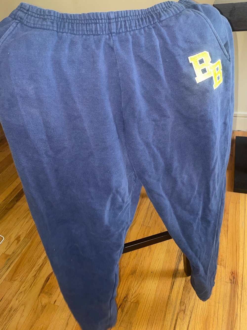 Body By Raven Tracy Navy Blue Fleece Sweatpants with Yellow Logo